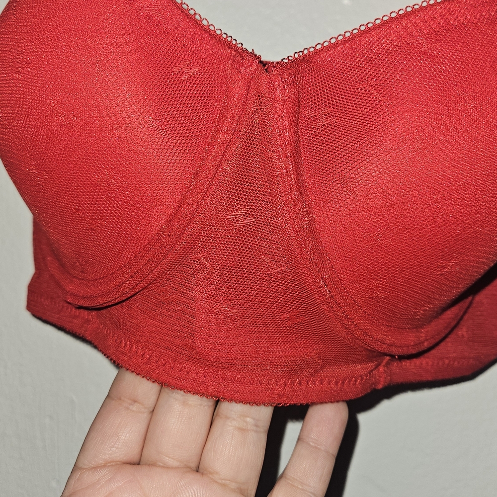 Tommy Hilfiger Red Women's Bra 34B Push Up Logo Mesh 5 Hoock Adjustable Sraps - Picture 3 of 15